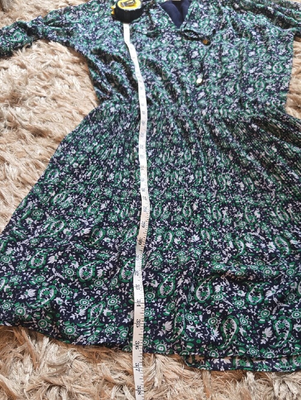 Michael Kors Paisley Floral Long-Sleeve Pleated Waist Dress - Picture 11 of 15